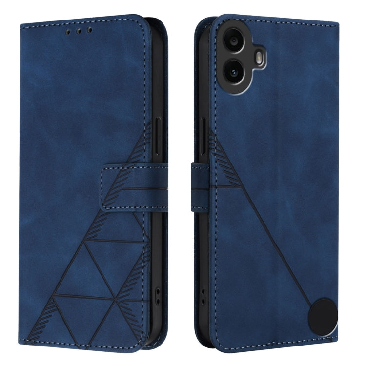 For Nothing CMF Phone 1 Crossbody 3D Embossed Flip Leather Phone Case(Blue) - Nothing Cases by buy2fix | Online Shopping UK | buy2fix
