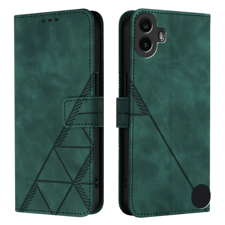 For Nothing CMF Phone 1 Crossbody 3D Embossed Flip Leather Phone Case(Green) - More Brand by buy2fix | Online Shopping UK | buy2fix