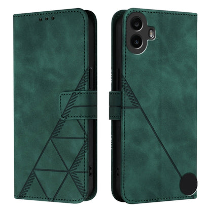 For Nothing CMF Phone 1 Crossbody 3D Embossed Flip Leather Phone Case(Green) - More Brand by buy2fix | Online Shopping UK | buy2fix