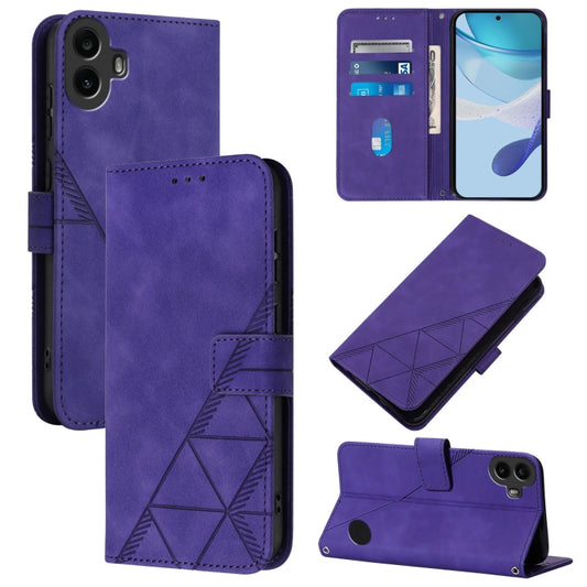 For Nothing CMF Phone 1 Crossbody 3D Embossed Flip Leather Phone Case(Purple) - Nothing Cases by buy2fix | Online Shopping UK | buy2fix