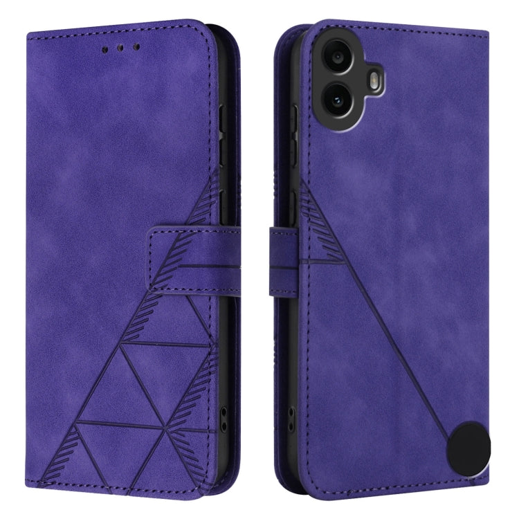 For Nothing CMF Phone 1 Crossbody 3D Embossed Flip Leather Phone Case(Purple) - Nothing Cases by buy2fix | Online Shopping UK | buy2fix