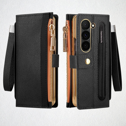 For Samsung Galaxy Z Fold6 VIETAO RFID Wallet Leather Phone Case with Wrist Strap(Black) - Galaxy Z Fold6 5G Cases by VIETAO | Online Shopping UK | buy2fix