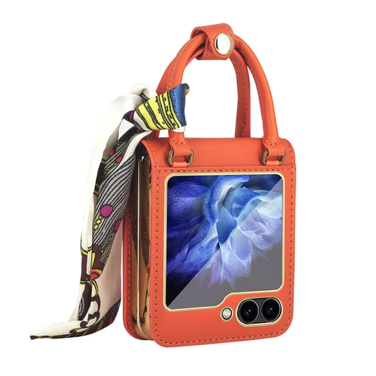 For Samsung Galaxy Z Flip6 / Flip7 FE Guiya Series Handbag Design Leather Phone Case(Orange) - Galaxy Z Flip6 5G Cases by buy2fix | Online Shopping UK | buy2fix