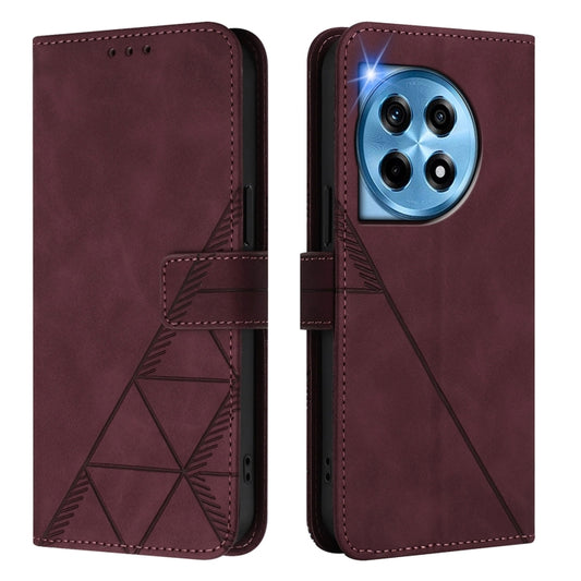For OnePlus 12 5G Global Crossbody 3D Embossed Flip Leather Phone Case(Wine Red) by buy2fix