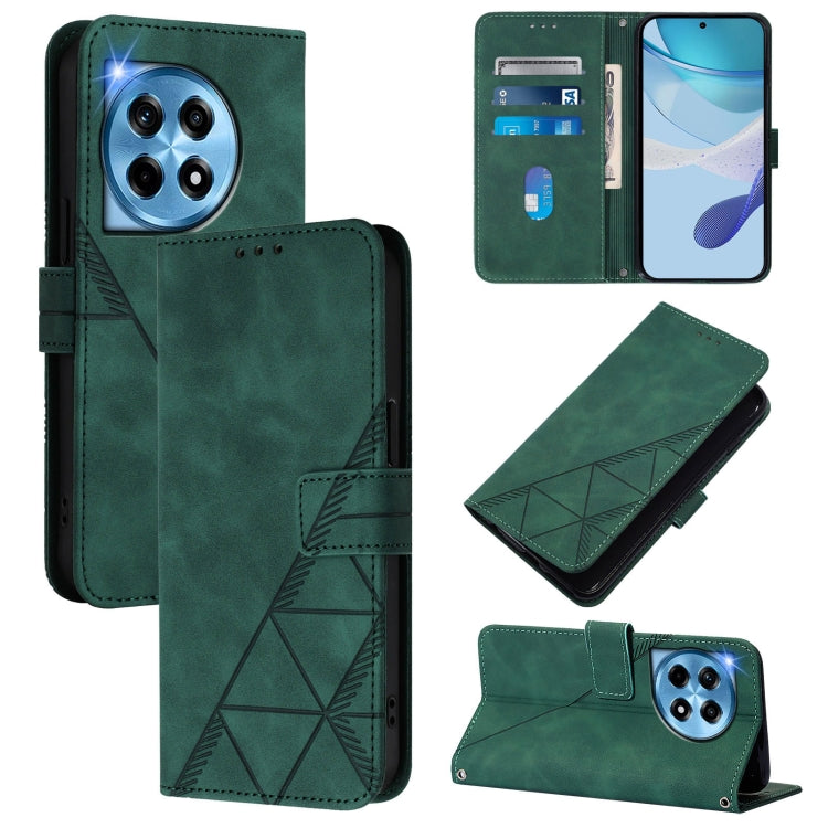 For OnePlus 12 5G Global Crossbody 3D Embossed Flip Leather Phone Case(Green) by buy2fix