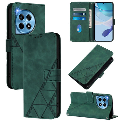 For OnePlus 12 5G Global Crossbody 3D Embossed Flip Leather Phone Case(Green) by buy2fix