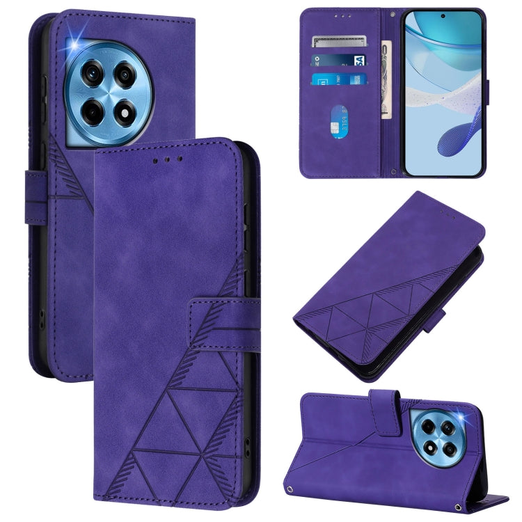 For OnePlus 12 5G Global Crossbody 3D Embossed Flip Leather Phone Case(Purple) - OnePlus Cases by buy2fix | Online Shopping UK | buy2fix