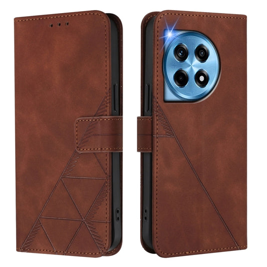 For OnePlus 12 5G Global Crossbody 3D Embossed Flip Leather Phone Case(Brown) by buy2fix
