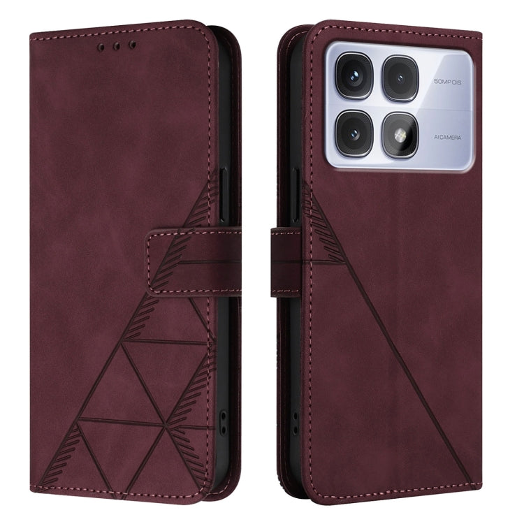 For Redmi K70 Ultra 5G Global Crossbody 3D Embossed Flip Leather Phone Case(Wine Red) - Xiaomi Cases by buy2fix | Online Shopping UK | buy2fix