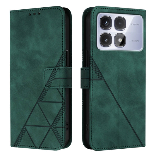 For Redmi K70 Ultra 5G Global Crossbody 3D Embossed Flip Leather Phone Case(Green) by buy2fix