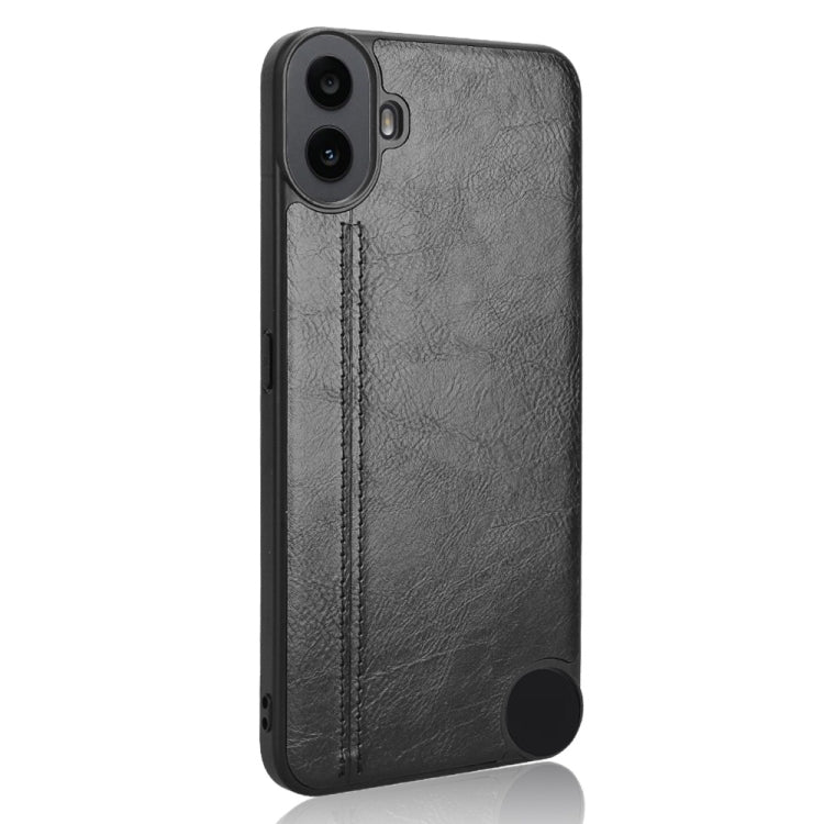 For Nothing CMF Phone 1 Cow Pattern Sewing Card Bag Phone Case(Black) - Nothing Cases by buy2fix | Online Shopping UK | buy2fix