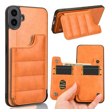 For Nothing CMF Phone 1 Cow Pattern Sewing Card Bag Phone Case(Orange) - Nothing Cases by buy2fix | Online Shopping UK | buy2fix