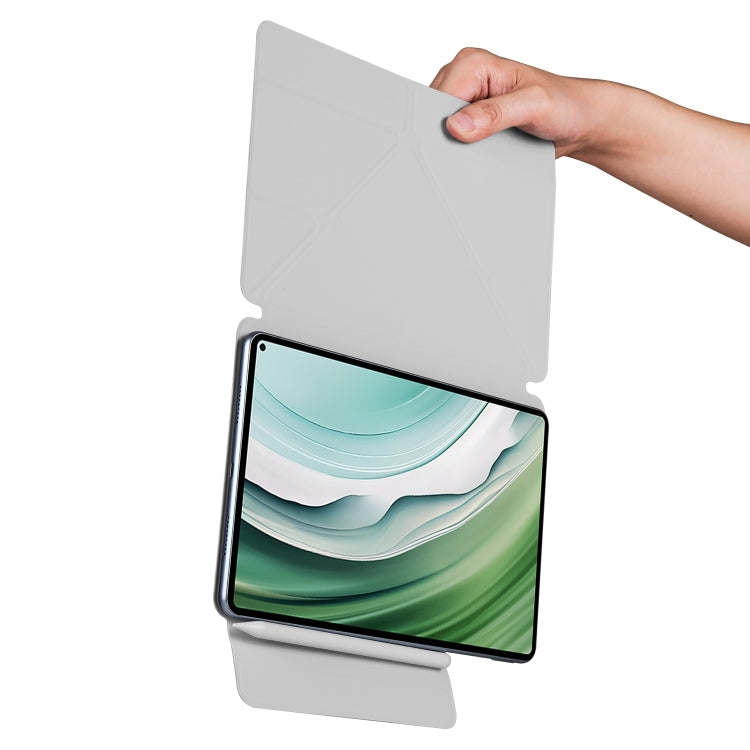 For Honor MagicPad 2 12.3 Fixed Buckle Magnetic Deformation Leather Tablet Case(Grey) - Honor by buy2fix | Online Shopping UK | buy2fix