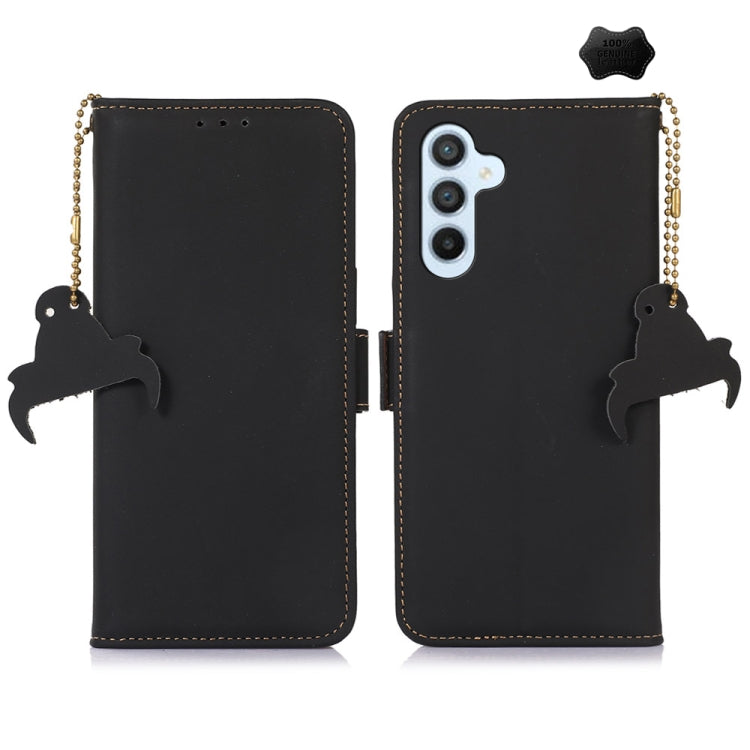 For Samsung Galaxy A36 5G Genuine Leather Magnetic RFID Leather Phone Case(Black) - Galaxy Phone Cases by buy2fix | Online Shopping UK | buy2fix