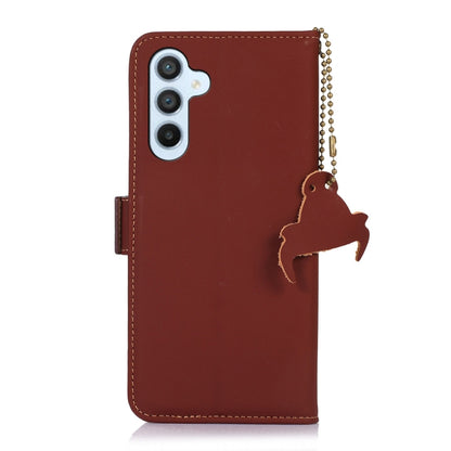 For Samsung Galaxy A56 5G Genuine Leather Magnetic RFID Leather Phone Case(Coffee) - Galaxy Phone Cases by buy2fix | Online Shopping UK | buy2fix