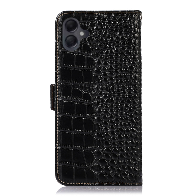 For Samsung Galaxy A06 4G Crocodile Top Layer Cowhide Leather Phone Case(Black) - Galaxy Phone Cases by buy2fix | Online Shopping UK | buy2fix