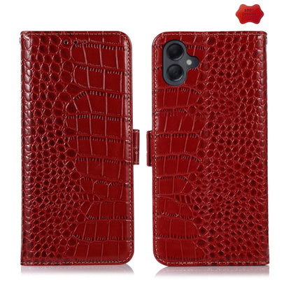 For Samsung Galaxy A06 4G Crocodile Top Layer Cowhide Leather Phone Case(Red) - Galaxy Phone Cases by buy2fix | Online Shopping UK | buy2fix