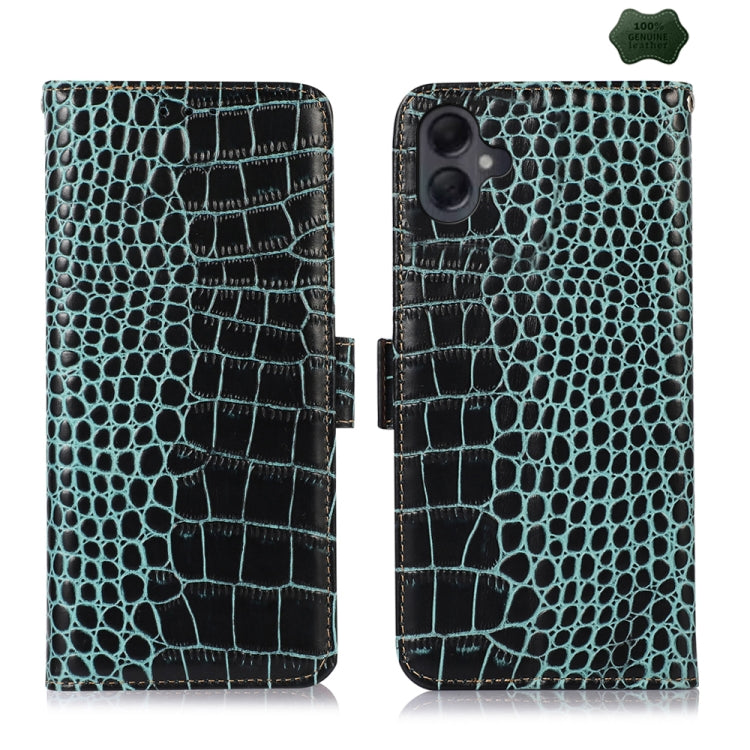 For Samsung Galaxy A06 4G Crocodile Top Layer Cowhide Leather Phone Case(Green) - Galaxy Phone Cases by buy2fix | Online Shopping UK | buy2fix