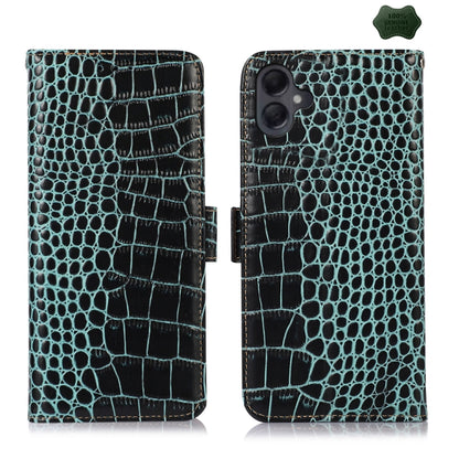 For Samsung Galaxy A06 4G Crocodile Top Layer Cowhide Leather Phone Case(Green) - Galaxy Phone Cases by buy2fix | Online Shopping UK | buy2fix