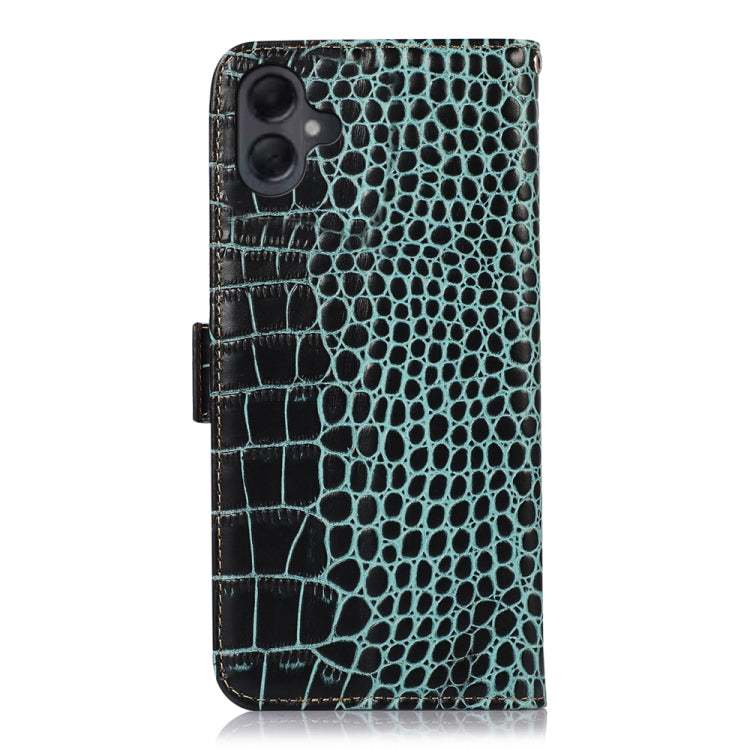 For Samsung Galaxy A06 4G Crocodile Top Layer Cowhide Leather Phone Case(Green) - Galaxy Phone Cases by buy2fix | Online Shopping UK | buy2fix
