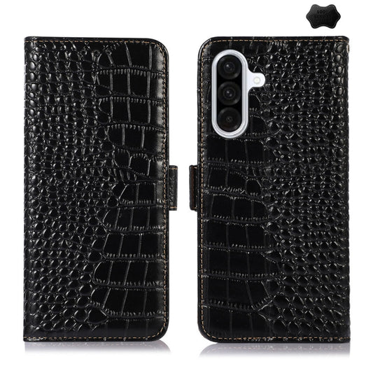 For Samsung Galaxy A36 Crocodile Top Layer Cowhide Leather Phone Case(Black) - Galaxy Phone Cases by buy2fix | Online Shopping UK | buy2fix