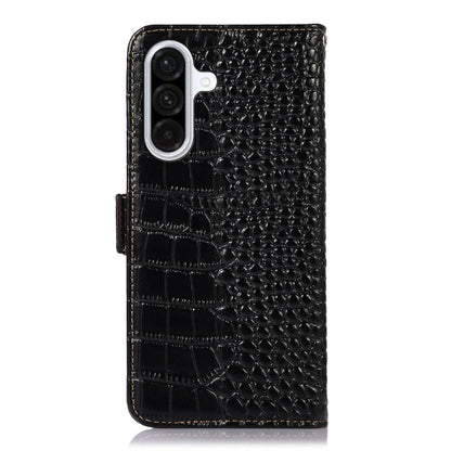 For Samsung Galaxy A36 Crocodile Top Layer Cowhide Leather Phone Case(Black) - Galaxy Phone Cases by buy2fix | Online Shopping UK | buy2fix