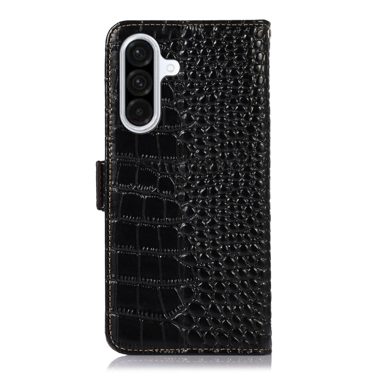 For Samsung Galaxy A26 5G Crocodile Top Layer Cowhide Leather Phone Case(Black) - Galaxy Phone Cases by buy2fix | Online Shopping UK | buy2fix