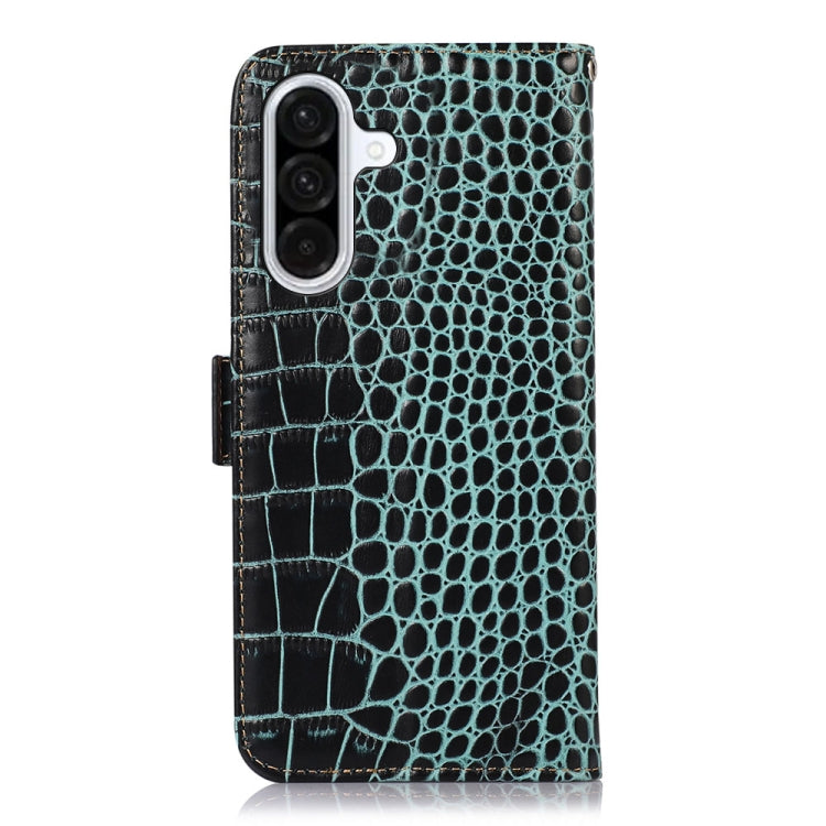 For Samsung Galaxy A26 5G Crocodile Top Layer Cowhide Leather Phone Case(Green) - Galaxy Phone Cases by buy2fix | Online Shopping UK | buy2fix