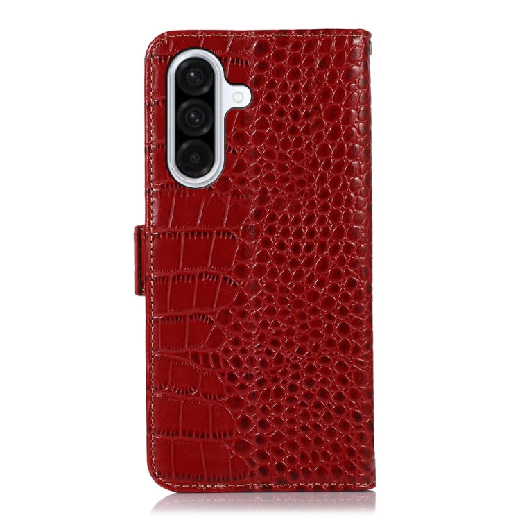 For Samsung Galaxy A56 5G Crocodile Top Layer Cowhide Leather Phone Case(Red) - Galaxy Phone Cases by buy2fix | Online Shopping UK | buy2fix