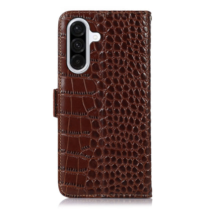 For Samsung Galaxy A56 5G Crocodile Top Layer Cowhide Leather Phone Case(Brown) - Galaxy Phone Cases by buy2fix | Online Shopping UK | buy2fix