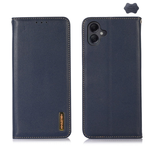 For Samsung Galaxy A06 4G KHAZNEH Nappa Top Layer Cowhide Leather Phone Case(Blue) - Galaxy Phone Cases by buy2fix | Online Shopping UK | buy2fix