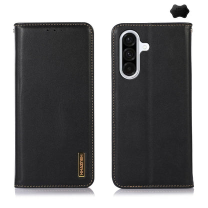 For Samsung Galaxy A36 KHAZNEH Nappa Top Layer Cowhide Leather Phone Case(Black) - Galaxy Phone Cases by buy2fix | Online Shopping UK | buy2fix