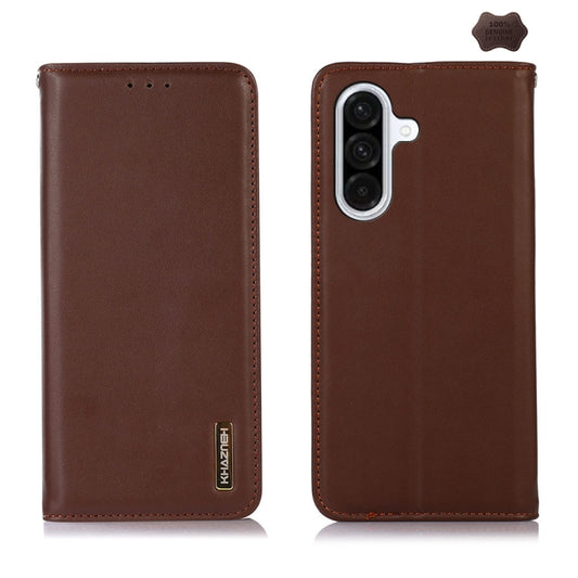 For Samsung Galaxy A36 KHAZNEH Nappa Top Layer Cowhide Leather Phone Case(Brown) - Galaxy Phone Cases by buy2fix | Online Shopping UK | buy2fix