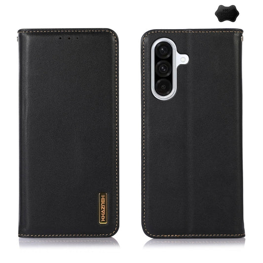 For Samsung Galaxy A56 5G KHAZNEH Nappa Top Layer Cowhide Leather Phone Case(Black) - Galaxy Phone Cases by buy2fix | Online Shopping UK | buy2fix