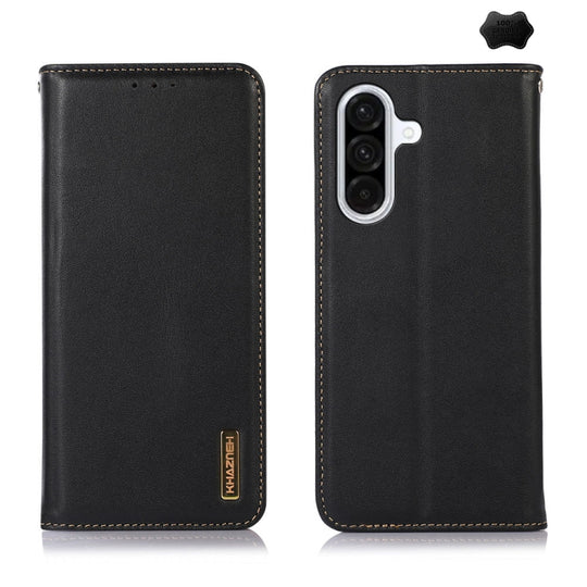 For Samsung Galaxy A56 5G KHAZNEH Nappa Top Layer Cowhide Leather Phone Case(Black)