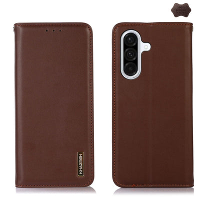 For Samsung Galaxy A56 5G KHAZNEH Nappa Top Layer Cowhide Leather Phone Case(Brown) - Galaxy Phone Cases by buy2fix | Online Shopping UK | buy2fix