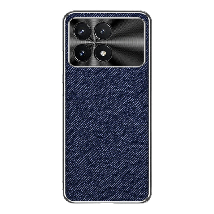 For Redmi K70 Silver Edge Cross Texture PU Leather Phone Case(Sapphire Blue) - K70 Cases by buy2fix | Online Shopping UK | buy2fix