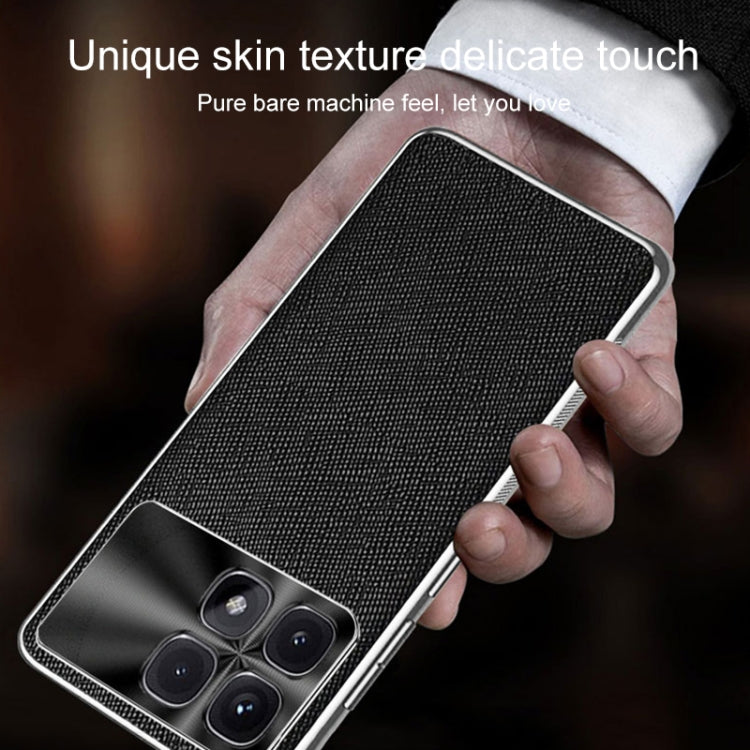 For Redmi K70 Ultra Silver Edge Cross Texture PU Leather Phone Case(Black) - Xiaomi Cases by buy2fix | Online Shopping UK | buy2fix