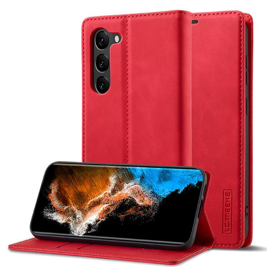 For Samsung Galaxy S25 5G LC.IMEEKE Strong Magnetism Microfiber Leather Phone Case(Red)