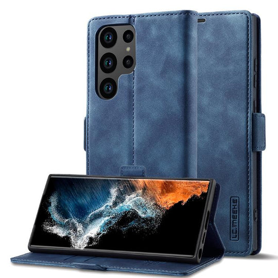 For Samsung Galaxy S26 Ultra 5G LC.IMEEKE Strong Magnetism Microfiber Leather Phone Case(Blue)
