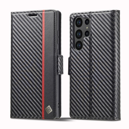 For Samsung Galaxy S25 Ultra 5G LC.IMEEKE Carbon Fiber Leather Phone Case(Vertical Black) by LC.IMEEKE