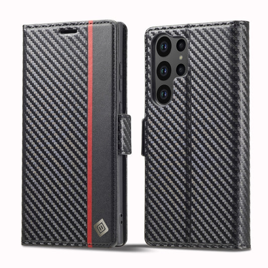 For Samsung Galaxy S25 Ultra 5G LC.IMEEKE Carbon Fiber Leather Phone Case(Vertical Black) by LC.IMEEKE