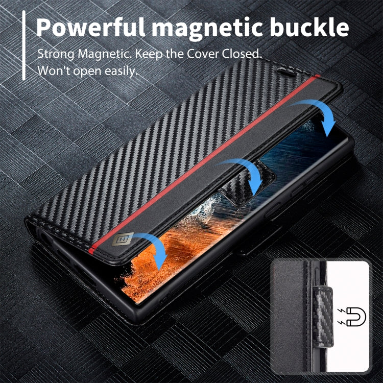 For Samsung Galaxy S25 Ultra 5G LC.IMEEKE Carbon Fiber Leather Phone Case(Vertical Black) by LC.IMEEKE