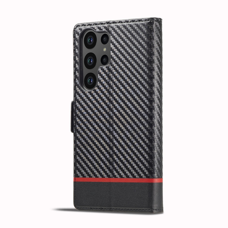 For Samsung Galaxy S25 Ultra 5G LC.IMEEKE Carbon Fiber Leather Phone Case(Horizontal Black) by LC.IMEEKE