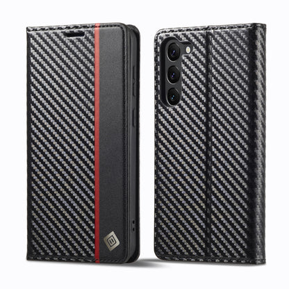 For Samsung Galaxy S25+ 5G LC.IMEEKE Carbon Fiber Leather Phone Case(Vertical Black) by LC.IMEEKE