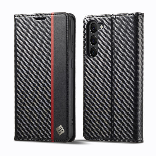 For Samsung Galaxy S25+ 5G LC.IMEEKE Carbon Fiber Leather Phone Case(Vertical Black) by LC.IMEEKE
