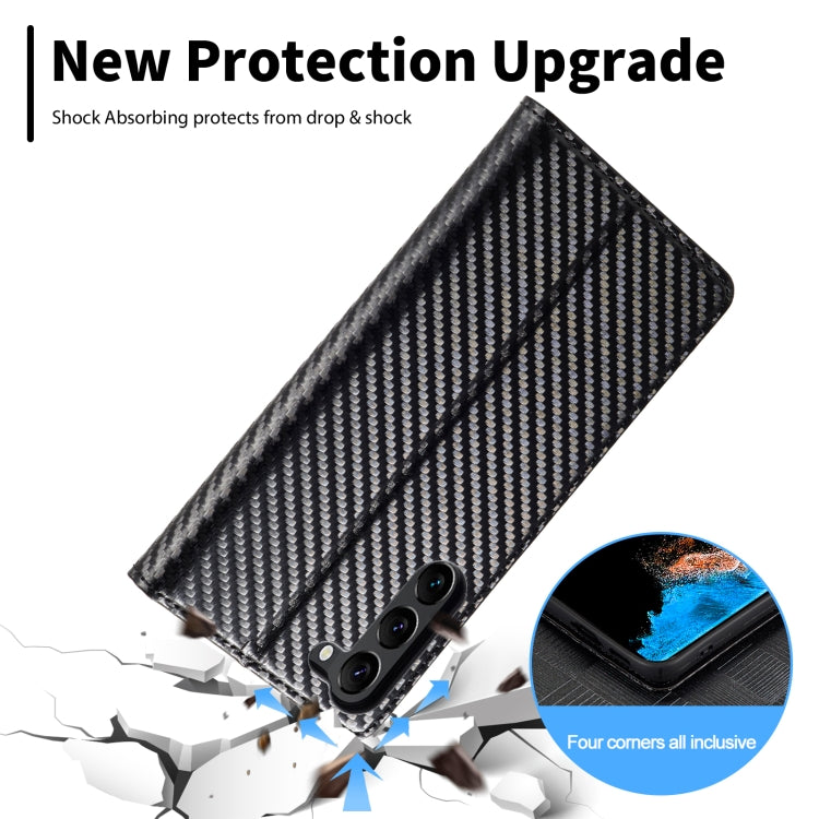 For Samsung Galaxy S25+ 5G LC.IMEEKE Carbon Fiber Leather Phone Case(Vertical Black) by LC.IMEEKE