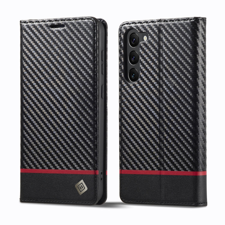 For Samsung Galaxy S25+ 5G LC.IMEEKE Carbon Fiber Leather Phone Case(Horizontal Black) by LC.IMEEKE