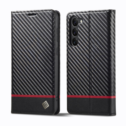 For Samsung Galaxy S25+ 5G LC.IMEEKE Carbon Fiber Leather Phone Case(Horizontal Black) by LC.IMEEKE