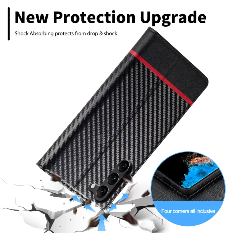 For Samsung Galaxy S25+ 5G LC.IMEEKE Carbon Fiber Leather Phone Case(Horizontal Black) by LC.IMEEKE